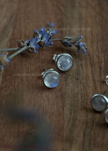 Сережки з натуральним місячним каменем 5мм