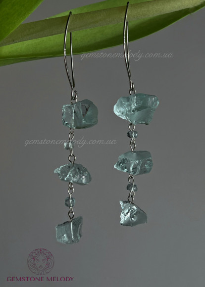 Срібні сережки з аквамарином 